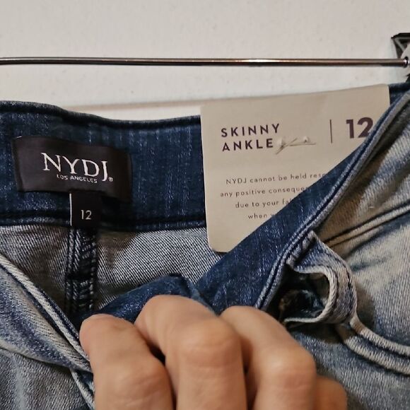 NYDJ Blue Ankle Cropped Jeans with Sporty Stripes - Picture 2 of 6